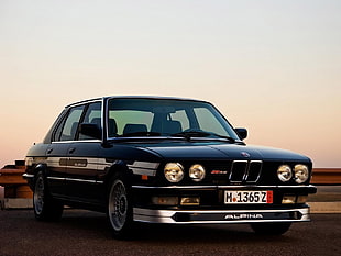 black BMW sedan, BMW, car, Alpina