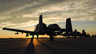 gray aircraft, Fairchild A-10 Thunderbolt II, sunset, aircraft, military aircraft