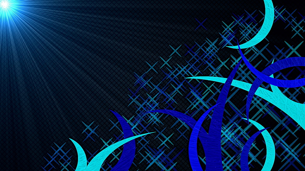 blue, black, and teal digital wallpaper HD wallpaper