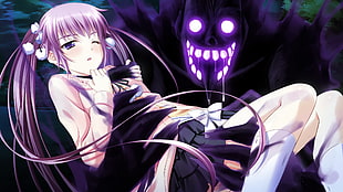 purple hair girl anime character HD wallpaper