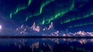 Northern lights, Blender, landscape, aurora  borealis, CGI