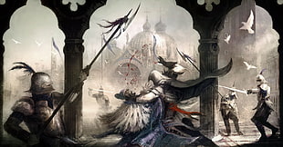 Assassin's Creed digital wallpaper, drawing, Assassin's Creed, Assassin's Creed II, Ezio Auditore da Firenze