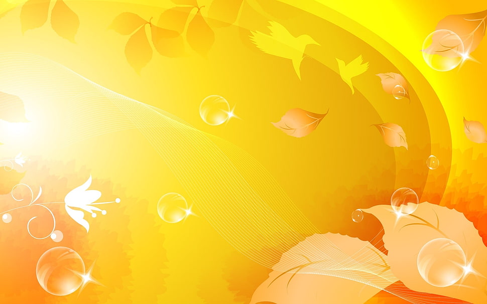 yellow leaves illustration HD wallpaper