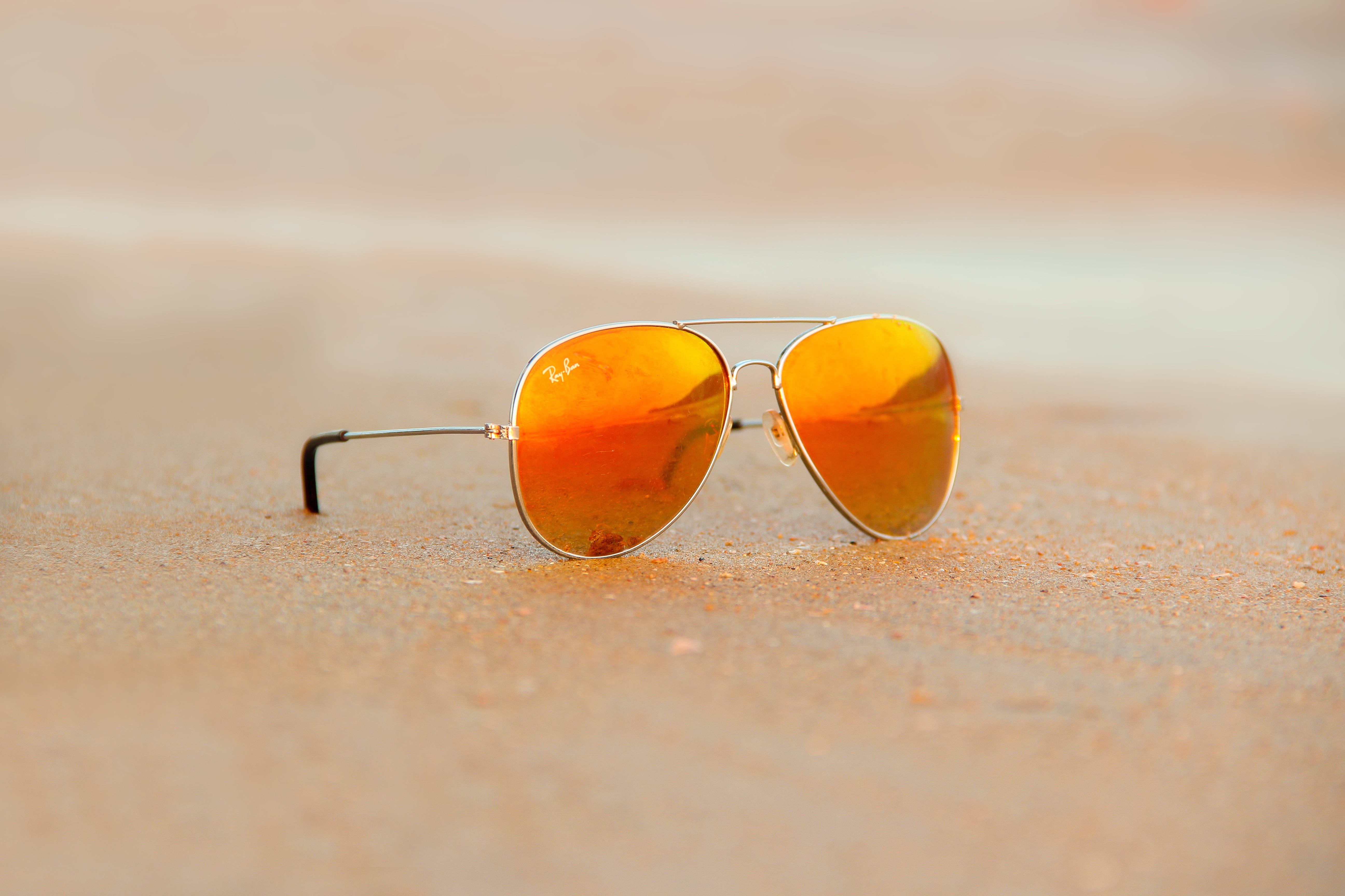 Gold-framed Ray Ban aviator sunglasses with yellow lens HD wallpaper |  Wallpaper Flare