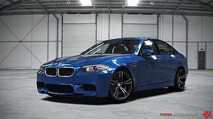 blue BMW sedan, BMW M5, car, BMW, blue cars