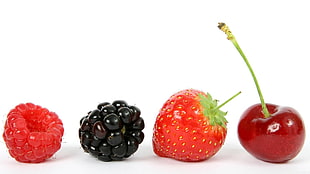 blackberry, strawberry, cherry, and raspberry
