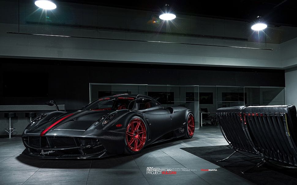 black sports coupe inside the building HD wallpaper