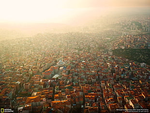 aerial view of neighborhood, sky, clouds, Istanbul HD wallpaper