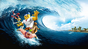 Spongebob Squarepants surfing on ocean, SpongeBob SquarePants