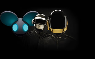 black helmet graphic wallpaper, deadmau5, Daft Punk, musician, music