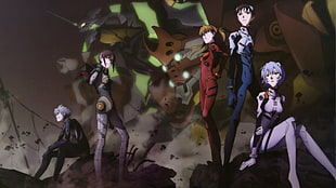 Evangelion characters, Neon Genesis Evangelion, Asuka Langley Soryu, Ayanami Rei, Ikari Shinji HD wallpaper