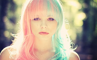 women's teal and pink hair color