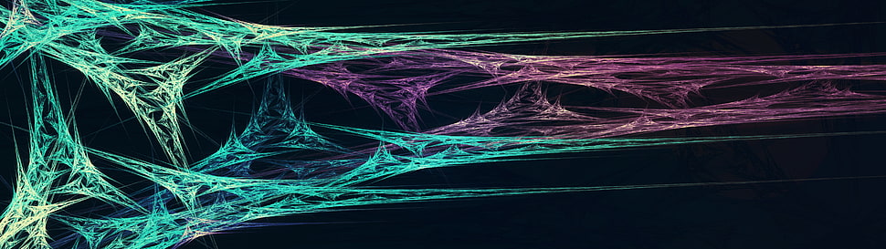 teal, black, and pink digital wallpaper, multiple display, abstract, digital art HD wallpaper