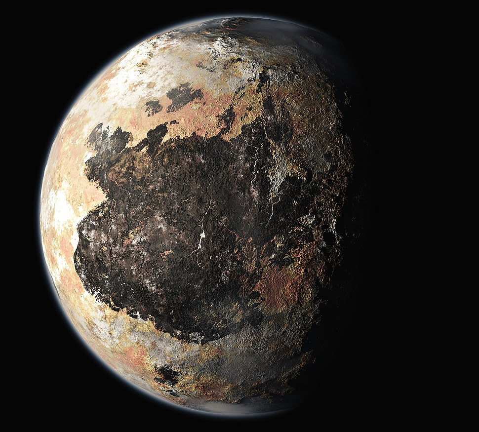 round brown and black planet illustration HD wallpaper