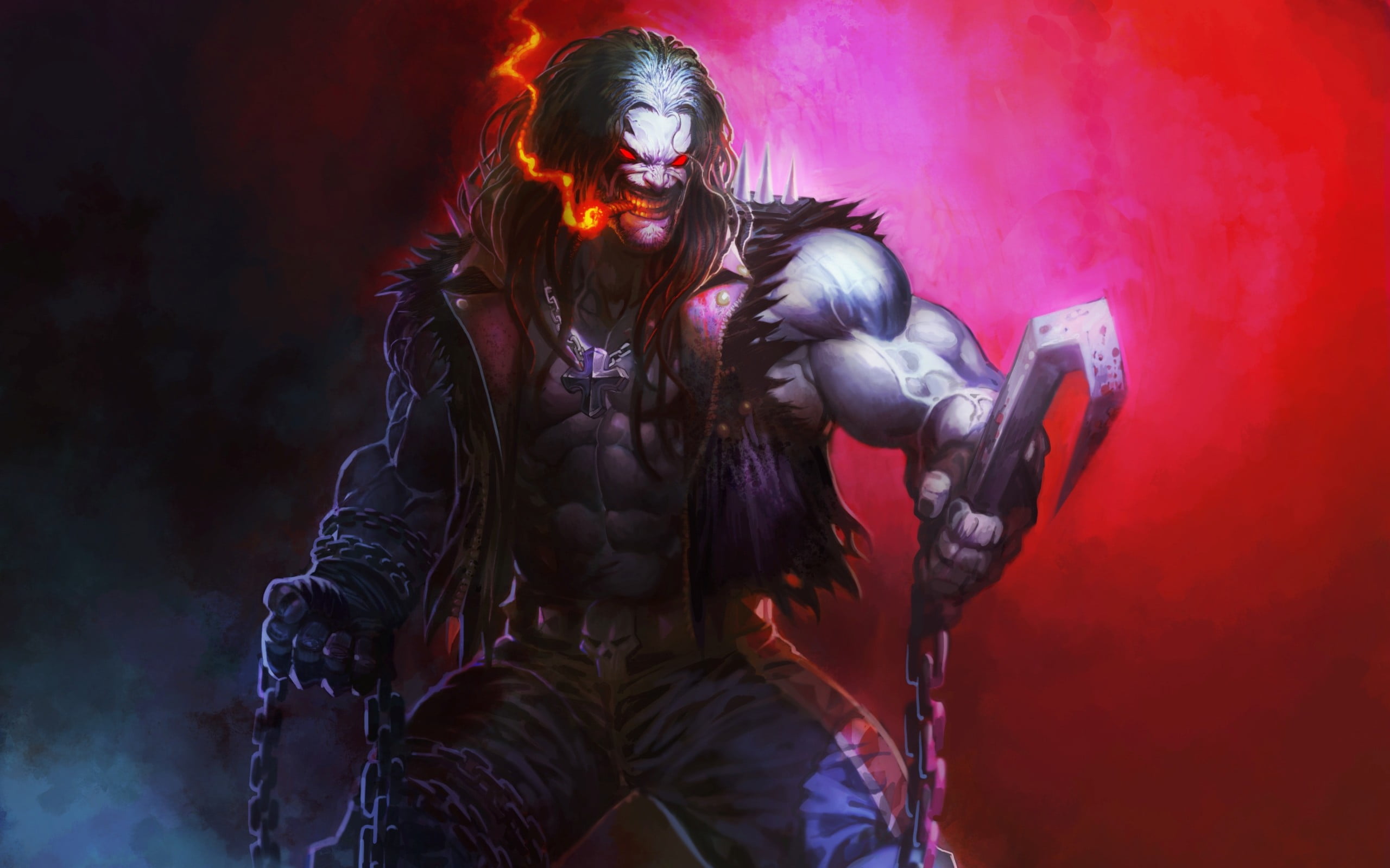 male character holding hook digital wallpaper, Lobo, comics, DC Comics, fantasy art