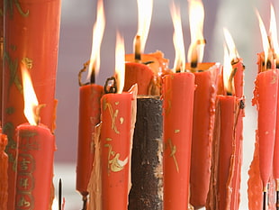 lighted red candles