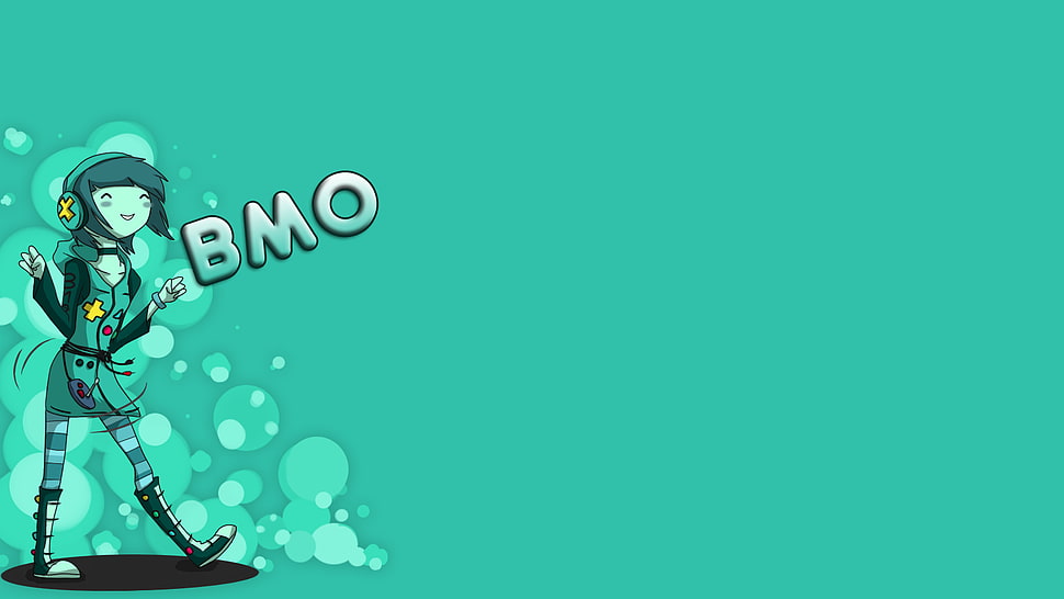 BMO illustration, Adventure Time, simple background, blue, humanized HD wallpaper