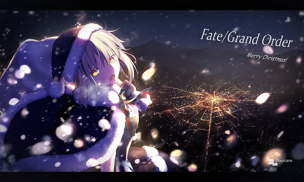 Fate/Grand Order illustration, Christmas, Santa hats, blonde, Fate/Grand Order HD wallpaper