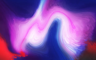 blue, red, and pink abstract painting, 3D