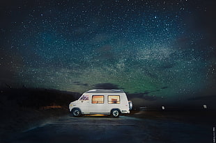 sky, stars, Van Life HD wallpaper