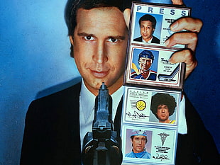 man wearing suit set holding Press identification card HD wallpaper