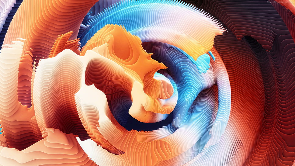 orange, blue, and black abstract painting HD wallpaper