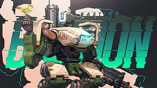 white and green robot concept art, Overwatch, Blizzard Entertainment, Bastion (Overwatch)