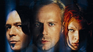 movie poster, The Fifth Element, Bruce Willis, Leeloo, Milla Jovovich 