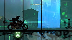 character riding motorcycle, Transistor, Red (Transistor), red, transistors