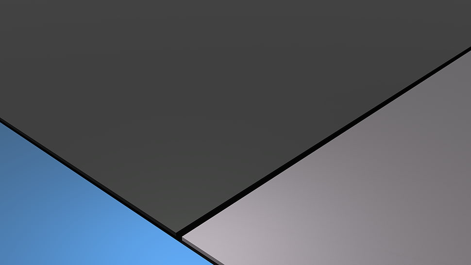 black and brown wooden table, simple, blue HD wallpaper