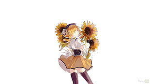 brown and yellow flower wreath, Mahou Shoujo Madoka Magica, Tomoe Mami