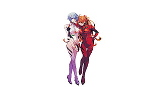 Neon Genesis Evangelion, Asuka Langley Soryu, Ayanami Rei, simple background