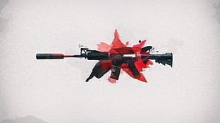 black and red M4-A1 rifle digital wallpaper