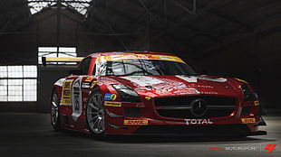 red stock car, Mercedes-Benz, supercars