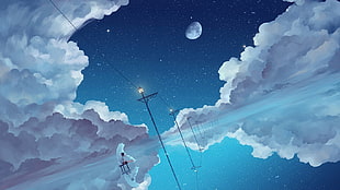 clouds and moon illustration