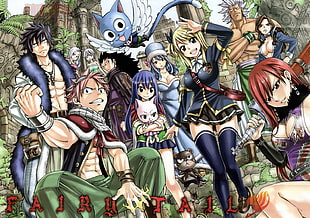 Fairy Tail digital wallpaper, Heartfilia Lucy , Dragneel Natsu, Fairy Tail, Fullbuster Gray 