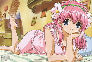 Pink-haired Female Character HD wallpaper