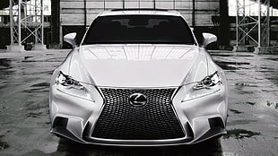 grayscale photo of Lexus car