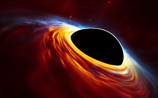 black hole digital wallpaper, black holes, space art, space, digital art
