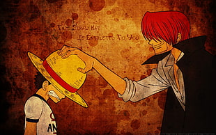 Red Haired Shanks with Monkey D. Luffy of One Piece