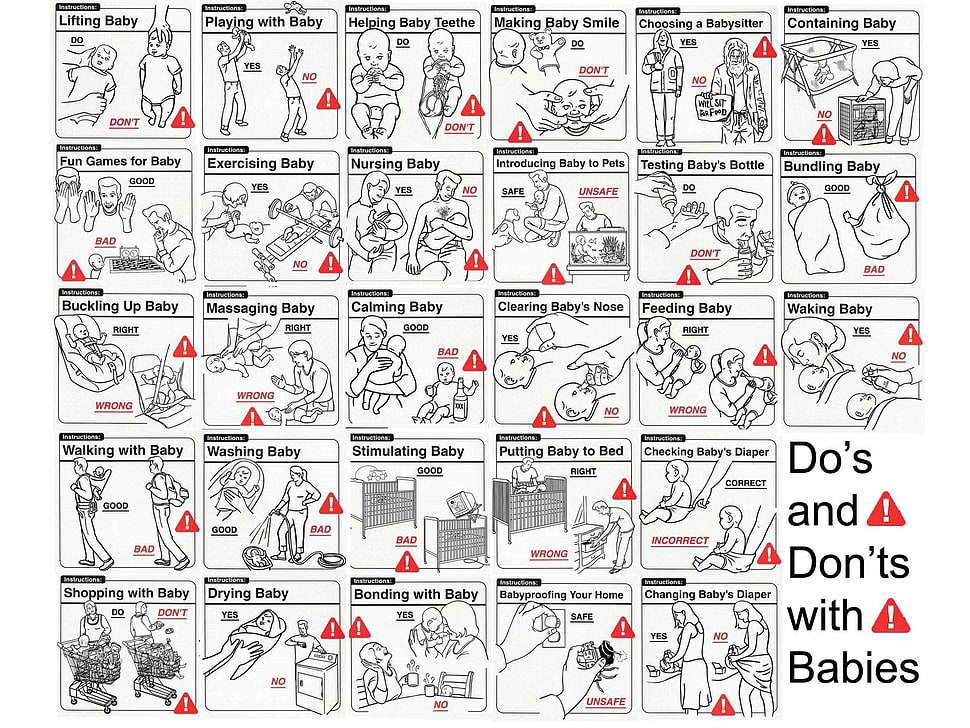 Do's and Don'ts with babies illustration HD wallpaper