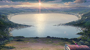 lake under golden hour, Makoto Shinkai , Kimi no Na Wa, anime HD wallpaper