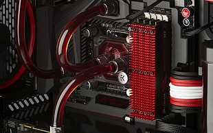 black and red computer tower