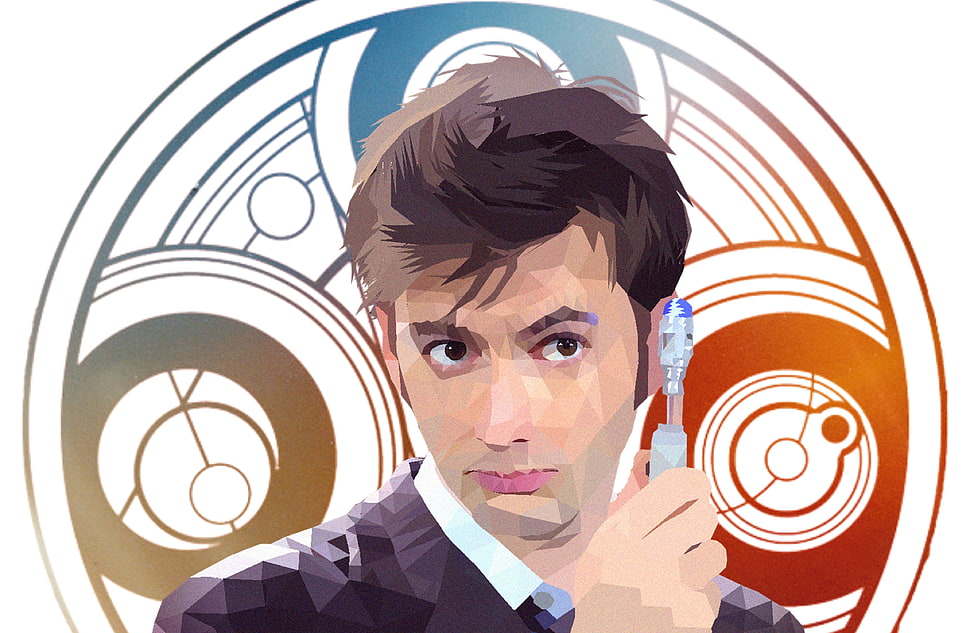 men's black and white collared shirt illustration, David Tennant, Doctor Who, Tenth Doctor HD wallpaper
