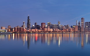 city scape near body of water panoramic photograph