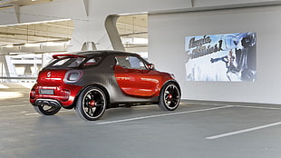 red and black 3-door hatchback, Smart Forstar, car