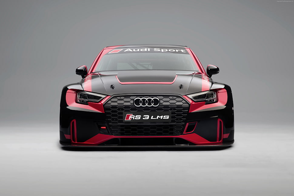 black and red Audi car front end HD wallpaper