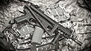 black assault rifle, gun, AR-15