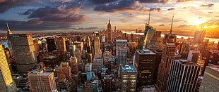 concrete building, New York City, Manhattan, city, Empire State Building HD wallpaper