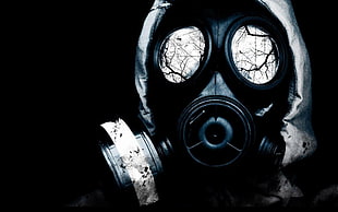 black and grey gas mask, gas masks